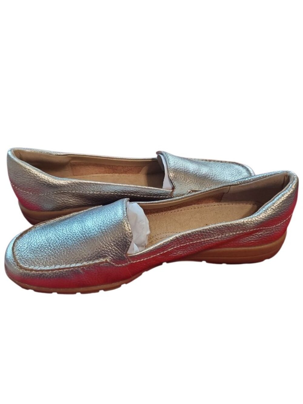Easy Spirit Seabide Womens Leather Loafers W/Cushioned Silver Metallic Size 8M - Picture 11 of 13